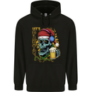 Christmas Party Skull Drinking Beer Alcohol Mens 80% Cotton Hoodie Black