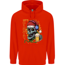 Christmas Party Skull Drinking Beer Alcohol Mens 80% Cotton Hoodie Bright Red