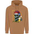 Christmas Party Skull Drinking Beer Alcohol Mens 80% Cotton Hoodie Caramel Latte