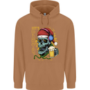 Christmas Party Skull Drinking Beer Alcohol Mens 80% Cotton Hoodie Caramel Latte