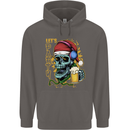 Christmas Party Skull Drinking Beer Alcohol Mens 80% Cotton Hoodie Charcoal