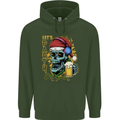 Christmas Party Skull Drinking Beer Alcohol Mens 80% Cotton Hoodie Forest Green