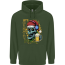 Christmas Party Skull Drinking Beer Alcohol Mens 80% Cotton Hoodie Forest Green