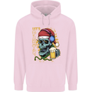 Christmas Party Skull Drinking Beer Alcohol Mens 80% Cotton Hoodie Light Pink