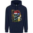 Christmas Party Skull Drinking Beer Alcohol Mens 80% Cotton Hoodie Navy Blue