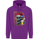 Christmas Party Skull Drinking Beer Alcohol Mens 80% Cotton Hoodie Purple