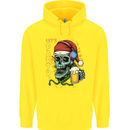 Christmas Party Skull Drinking Beer Alcohol Mens 80% Cotton Hoodie Yellow