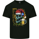 Christmas Party Skull Drinking Beer Alcohol Mens Cotton T-Shirt Tee Top Black