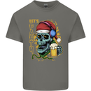 Christmas Party Skull Drinking Beer Alcohol Mens Cotton T-Shirt Tee Top Charcoal