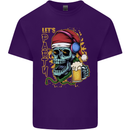Christmas Party Skull Drinking Beer Alcohol Mens Cotton T-Shirt Tee Top Purple