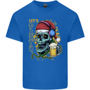 Christmas Party Skull Drinking Beer Alcohol Mens Cotton T-Shirt Tee Top Royal Blue