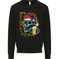 Christmas Party Skull Drinking Beer Alcohol Mens Sweatshirt Jumper Black