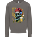 Christmas Party Skull Drinking Beer Alcohol Mens Sweatshirt Jumper Charcoal