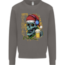 Christmas Party Skull Drinking Beer Alcohol Mens Sweatshirt Jumper Charcoal