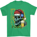 Christmas Party Skull Drinking Beer Alcohol Mens T-Shirt Cotton Gildan Irish Green