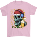 Christmas Party Skull Drinking Beer Alcohol Mens T-Shirt Cotton Gildan Light Pink