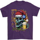 Christmas Party Skull Drinking Beer Alcohol Mens T-Shirt Cotton Gildan Purple