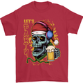Christmas Party Skull Drinking Beer Alcohol Mens T-Shirt Cotton Gildan Red