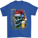 Christmas Party Skull Drinking Beer Alcohol Mens T-Shirt Cotton Gildan Royal Blue
