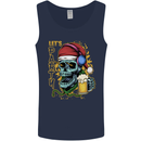 Christmas Party Skull Drinking Beer Alcohol Mens Vest Tank Top Navy Blue
