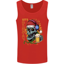 Christmas Party Skull Drinking Beer Alcohol Mens Vest Tank Top Red