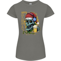 Christmas Party Skull Drinking Beer Alcohol Womens Petite Cut T-Shirt Charcoal