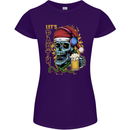 Christmas Party Skull Drinking Beer Alcohol Womens Petite Cut T-Shirt Purple