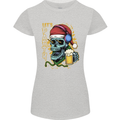Christmas Party Skull Drinking Beer Alcohol Womens Petite Cut T-Shirt Sports Grey