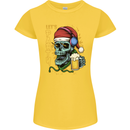 Christmas Party Skull Drinking Beer Alcohol Womens Petite Cut T-Shirt Yellow