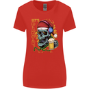 Christmas Party Skull Drinking Beer Alcohol Womens Wider Cut T-Shirt Red