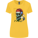 Christmas Party Skull Drinking Beer Alcohol Womens Wider Cut T-Shirt Yellow