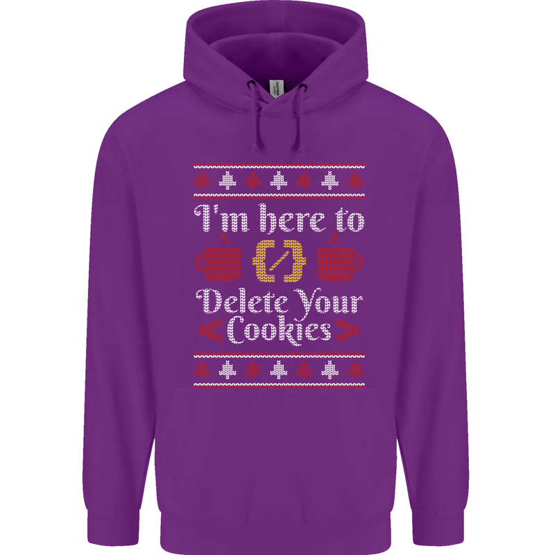 Christmas Programmer Here to Delete Cookies Childrens Kids Hoodie Purple