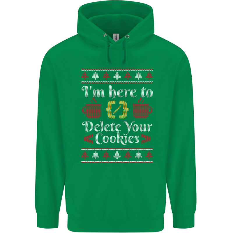 Christmas Programmer Here to Delete Cookies Mens 80% Cotton Hoodie Irish Green
