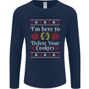 Christmas Programmer Here to Delete Cookies Mens Long Sleeve T-Shirt Navy Blue