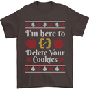 Christmas Programmer Here to Delete Cookies Mens T-Shirt Cotton Gildan Dark Chocolate