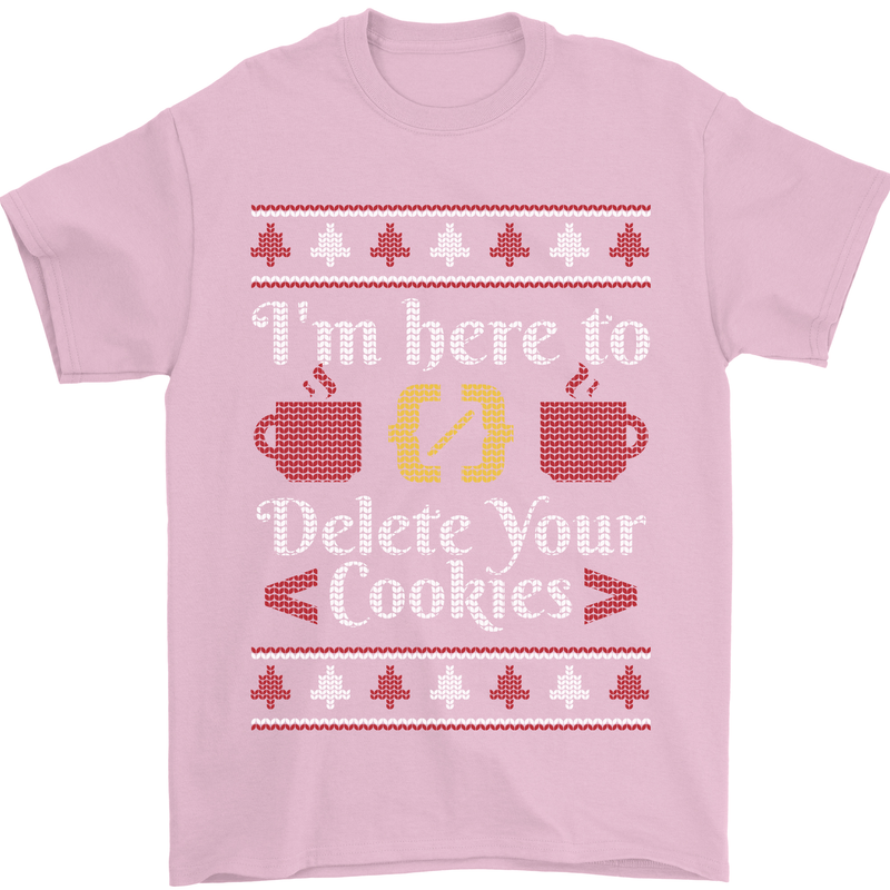 Christmas Programmer Here to Delete Cookies Mens T-Shirt Cotton Gildan Light Pink