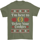 Christmas Programmer Here to Delete Cookies Mens T-Shirt Cotton Gildan Military Green
