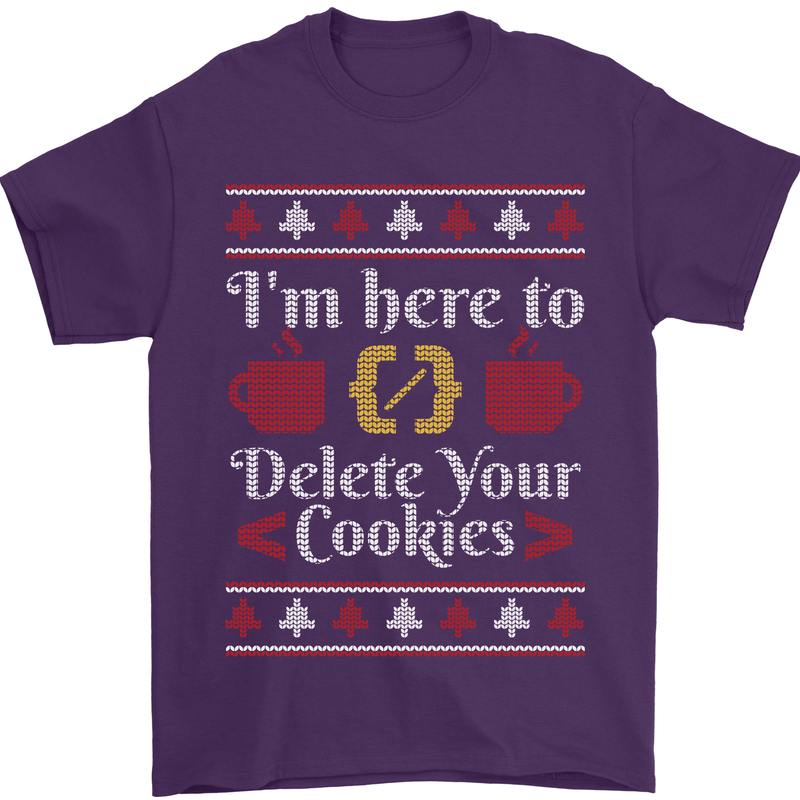 Christmas Programmer Here to Delete Cookies Mens T-Shirt Cotton Gildan Purple