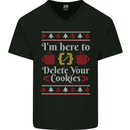 Christmas Programmer Here to Delete Cookies Mens V-Neck Cotton T-Shirt Black