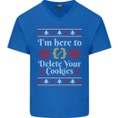 Christmas Programmer Here to Delete Cookies Mens V-Neck Cotton T-Shirt Royal Blue