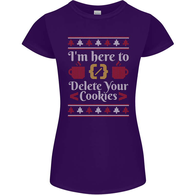 Christmas Programmer Here to Delete Cookies Womens Petite Cut T-Shirt Purple