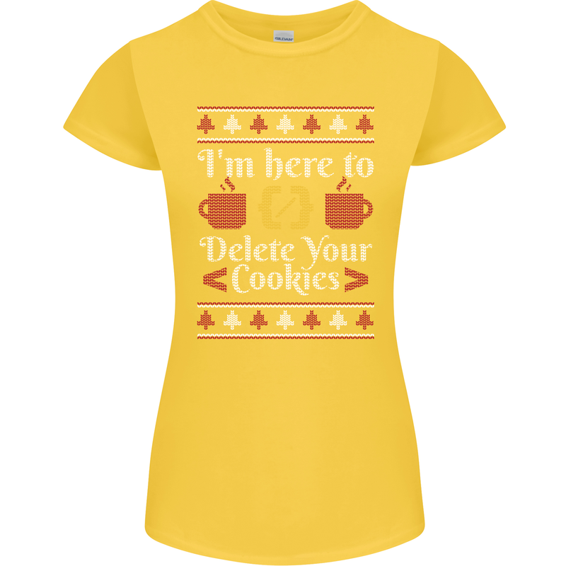 Christmas Programmer Here to Delete Cookies Womens Petite Cut T-Shirt Yellow
