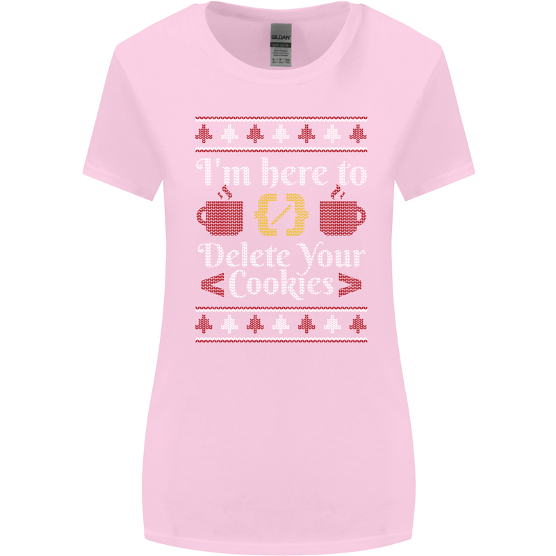 Christmas Programmer Here to Delete Cookies Womens Wider Cut T-Shirt Light Pink