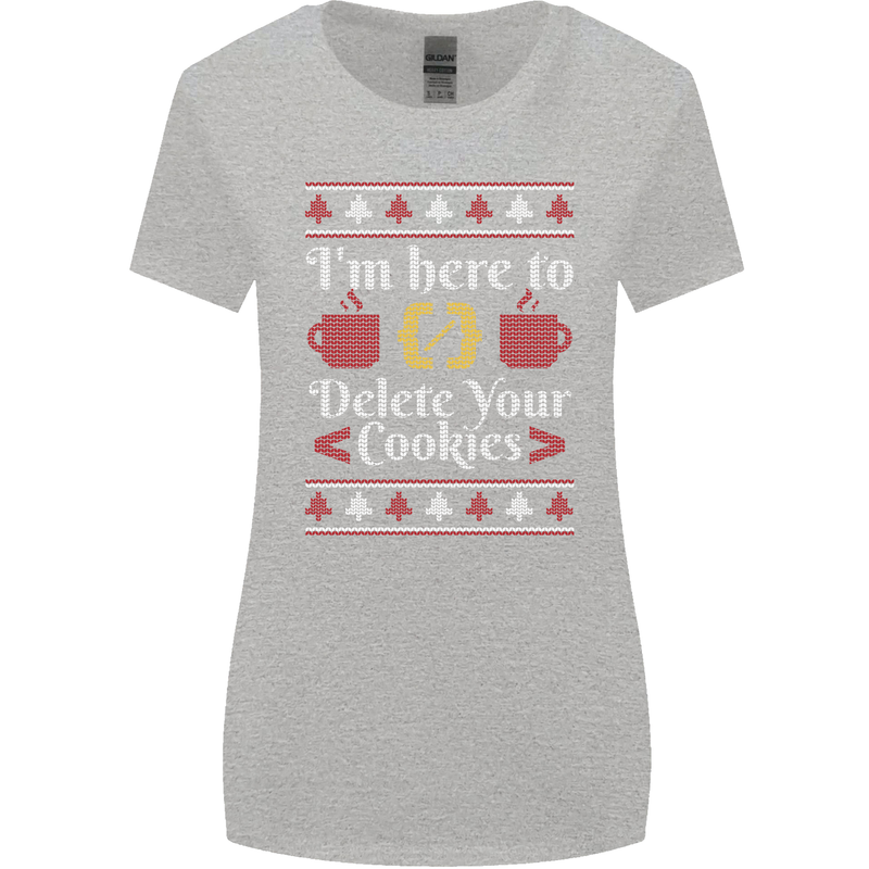 Christmas Programmer Here to Delete Cookies Womens Wider Cut T-Shirt Sports Grey