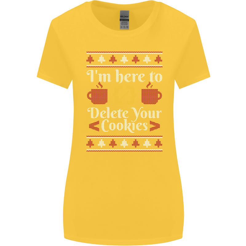Christmas Programmer Here to Delete Cookies Womens Wider Cut T-Shirt Yellow