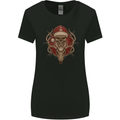 Christmas Reindeer Santa Skull Gothic Womens Wider Cut T-Shirt Black