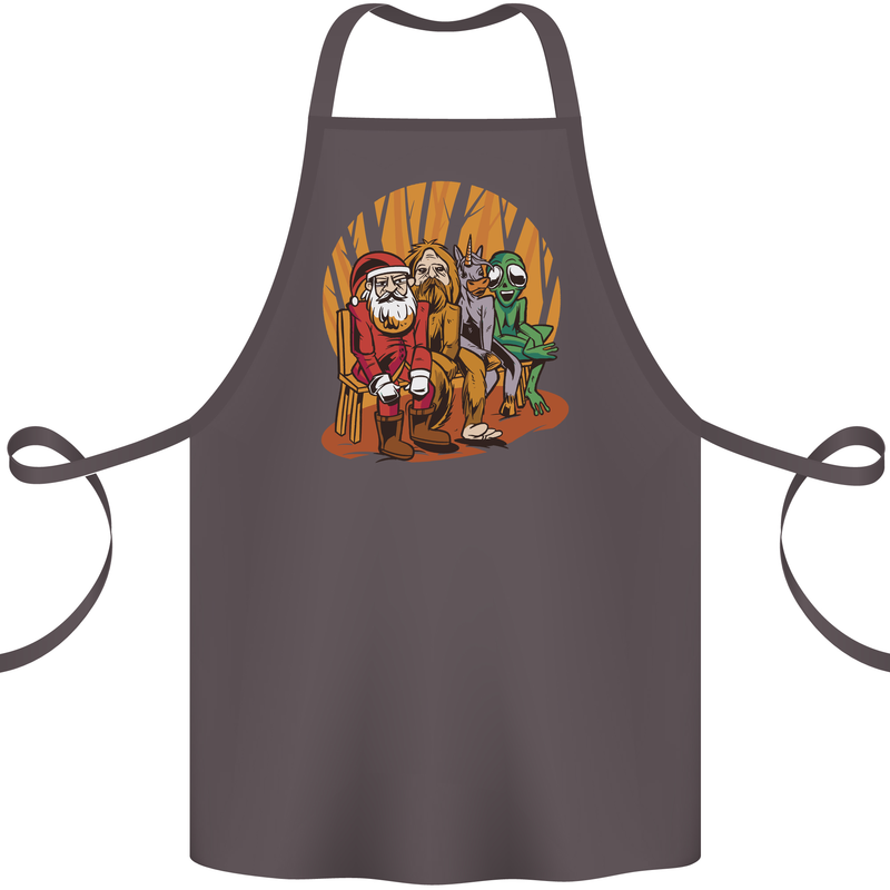 Christmas Santa Claus Bigfoot Unicorn Alien Cotton Apron 100% Organic Dark Grey