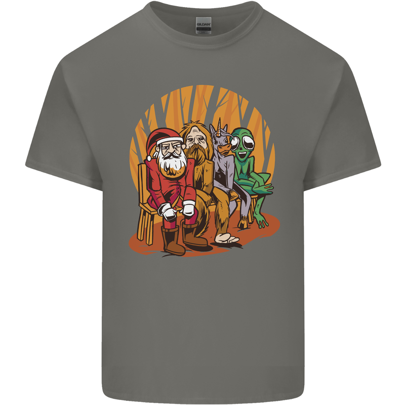 Christmas Santa Claus Bigfoot Unicorn Alien Kids T-Shirt Childrens Charcoal