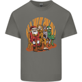 Christmas Santa Claus Bigfoot Unicorn Alien Mens Cotton T-Shirt Tee Top Charcoal