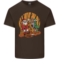 Christmas Santa Claus Bigfoot Unicorn Alien Mens Cotton T-Shirt Tee Top Dark Chocolate